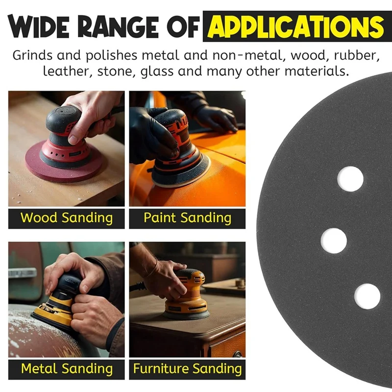 FYBL 140Pcs 5 Inch Wet Dry Sanding Discs Hook and Loop 8 Hole Orbital Sandpaper for Orbital Sander 400-3000 Grit