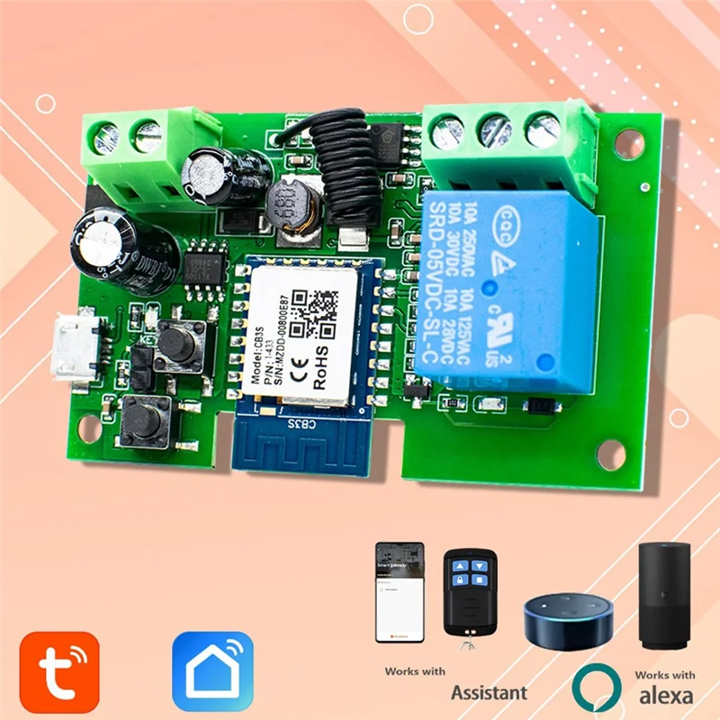 ABFN-Wifi Smart Switch 7-32V 10A Controller relè 433RF Cancello Garage Opener Vita intelligente Tuya APP Modulo relè autobloccante