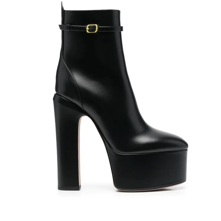 2026 Herbst Marken Professionelle Hochhackige Damenstiefel Dickbesohlte Knöchelstiefel mit Blockabsatz Laufsteg-Mode Edle Damenschuhe