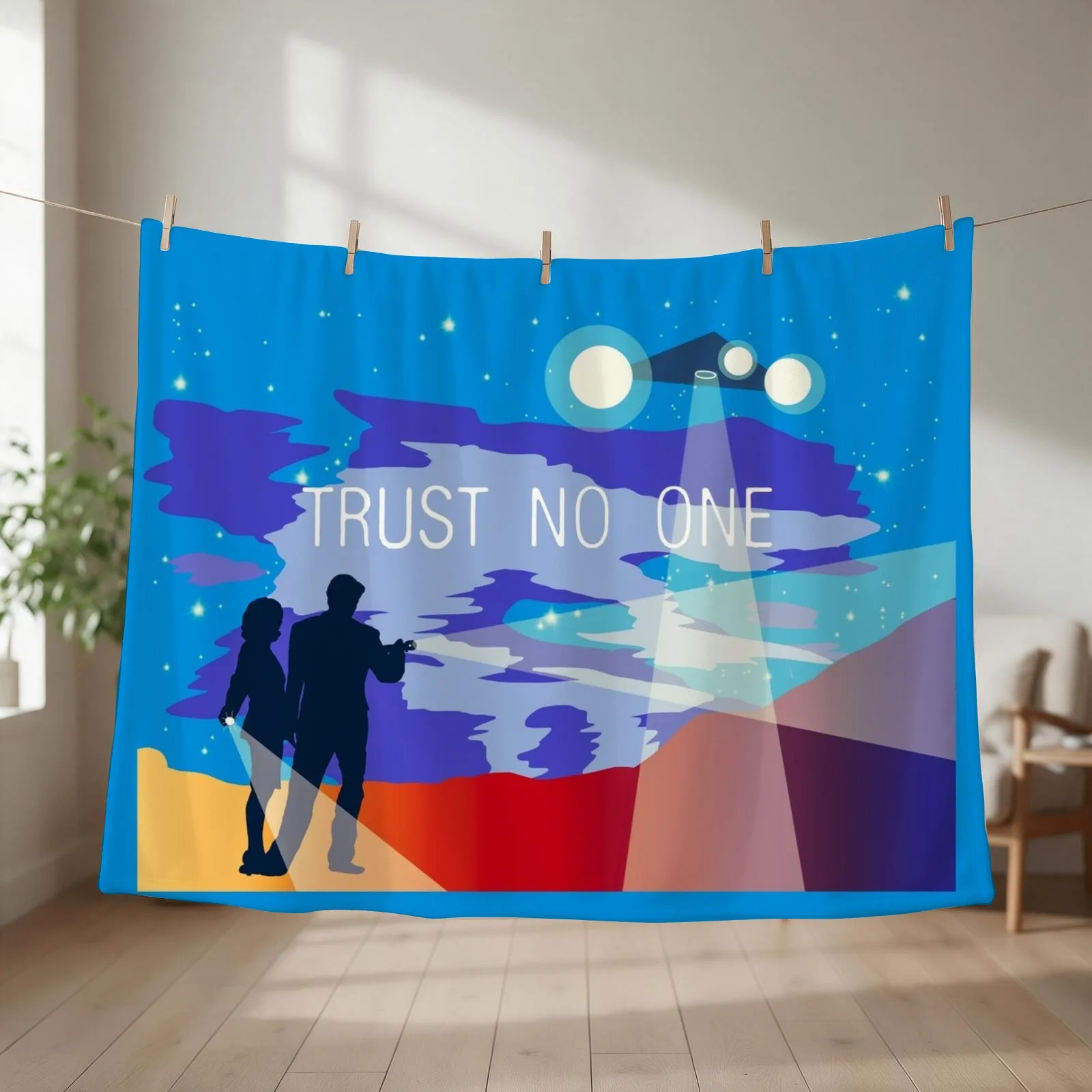 The X Files Trust no one Mulder and Scully Throw Blanket couch cozy soft plush fuzzy picnic outdoor blanket