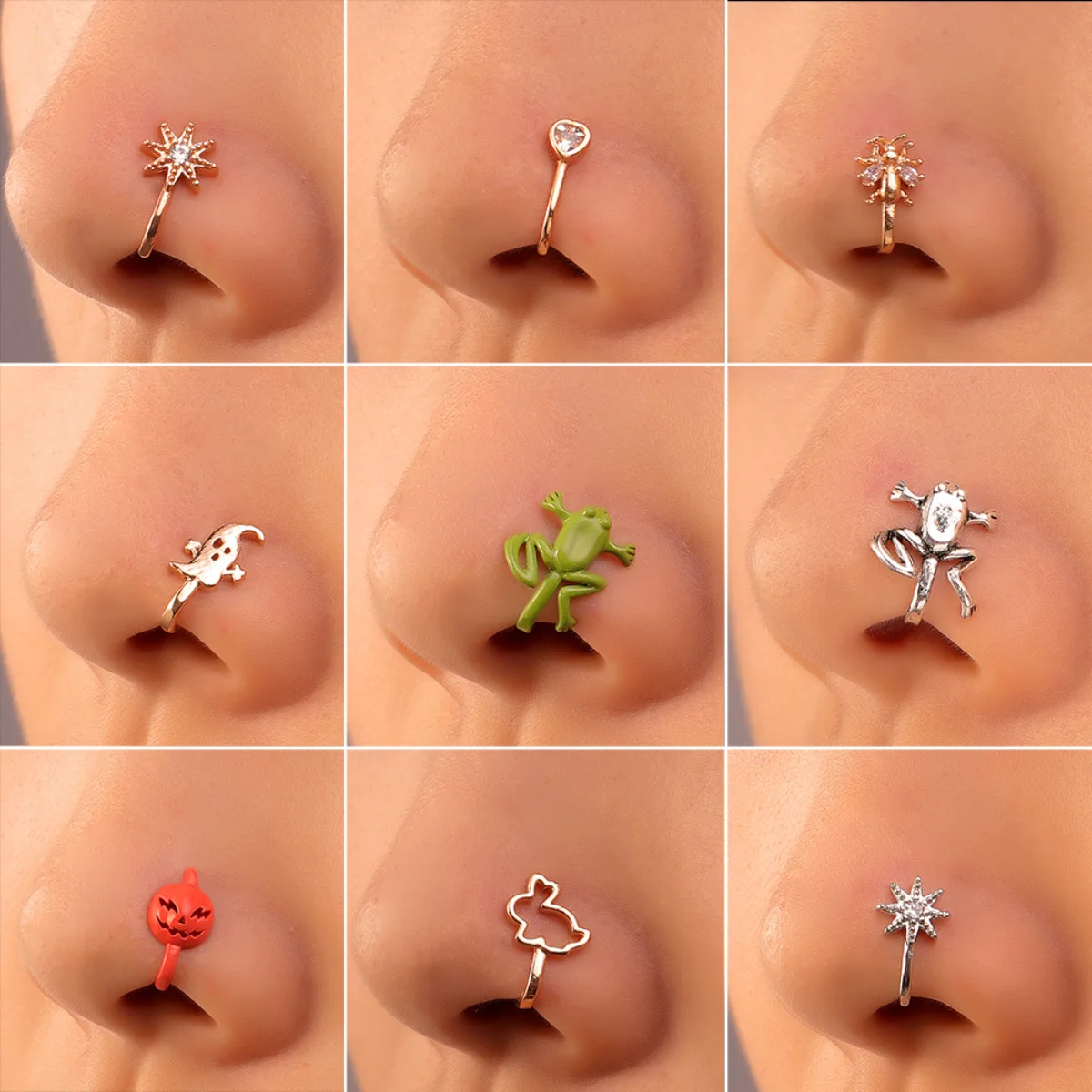 

Non-perforated Nose Clip Vintage Copper Inlaid Zircon U-shaped Nose Pin Adjustable Piercing Jewelry Painless Nose Ornament 0.1$