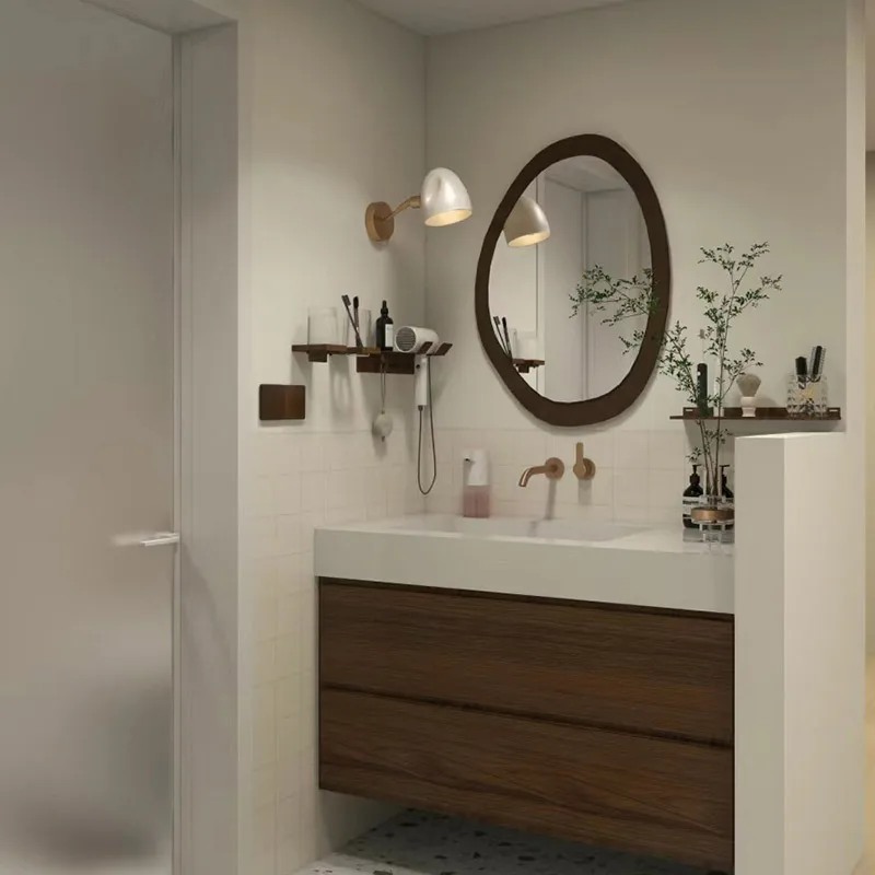 Multipurpose Cabinet Bathroom Storage Luxury Washbasin Space Saving Wooden Towel Shelf Open Cabinets Armarios Espejo Wall Floor