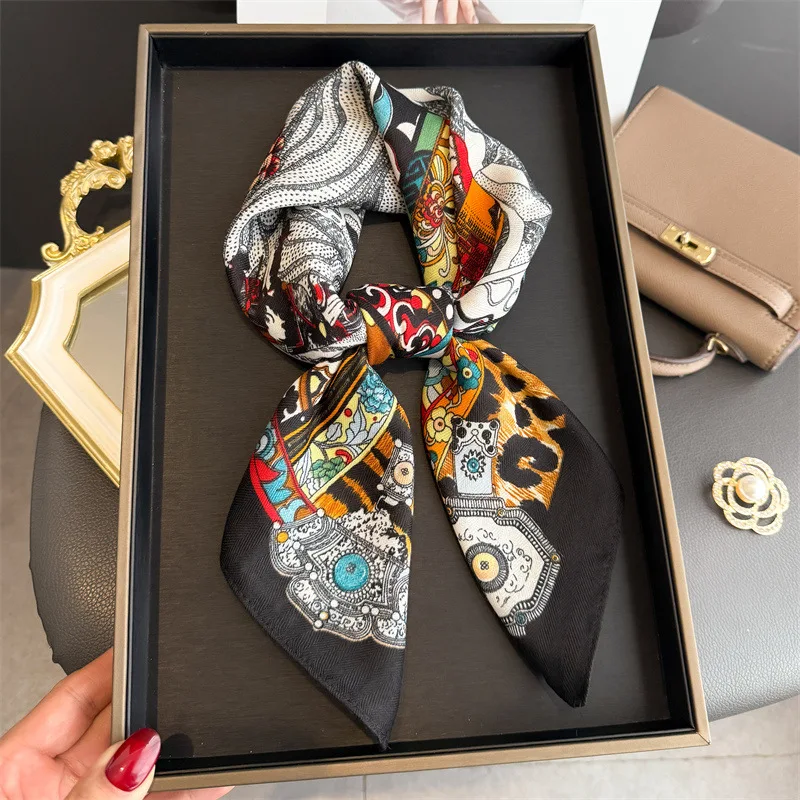 Luxuriöser quadratischer Seidenschal für Damen, Paisley-Print, eleganter Cashew-Halstuch, Bandanas, Hijab, weiche Satin-Schals, 70 cm