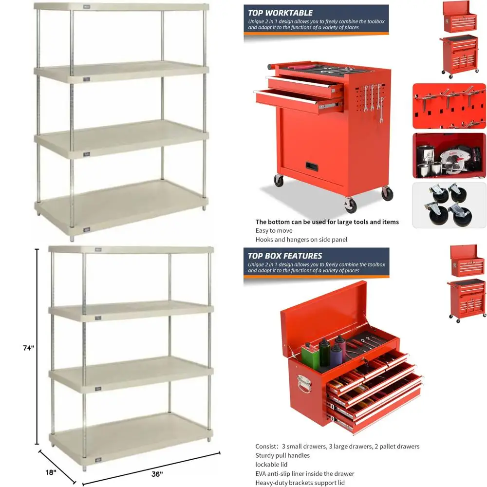 وحدة رفوف بلاستيكية صلبة مع 36 عرضًا، 18 عمقًا، 74 ارتفاعًا - حل تخزين متين للمنزل والمكتب #1