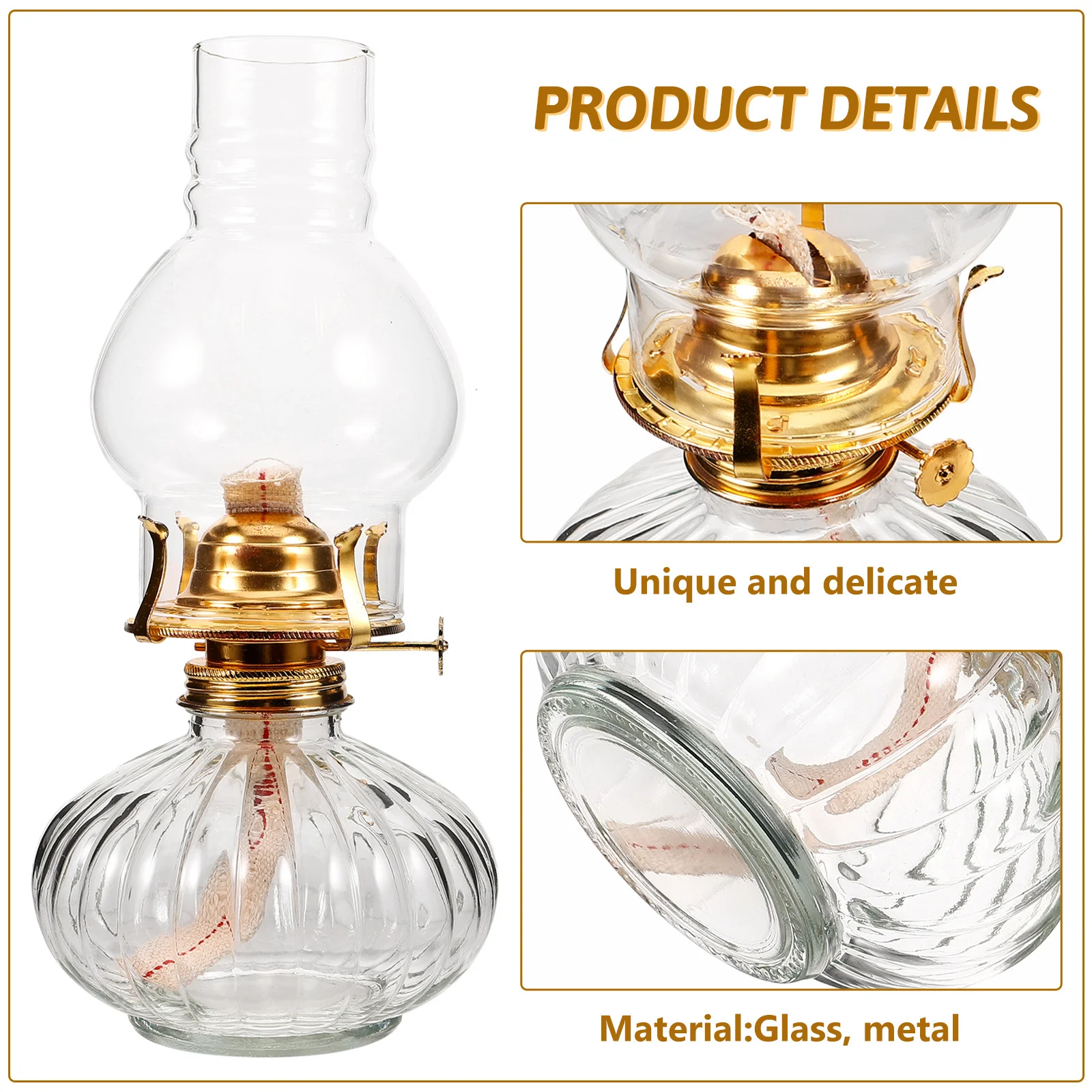

Glass Lamp Vintage Style Decorative Oil Lamp for Indoor Tabletop Home Wedding Decoration Temple Balcony Use