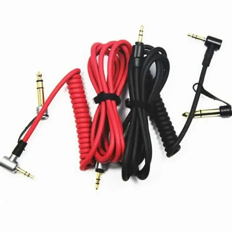 

3.5mm Stereo Spring Extension Audio Cable With 6.5mm Adapter Aux Cord Replacement For Detox Pro Mixr Headphones Headset