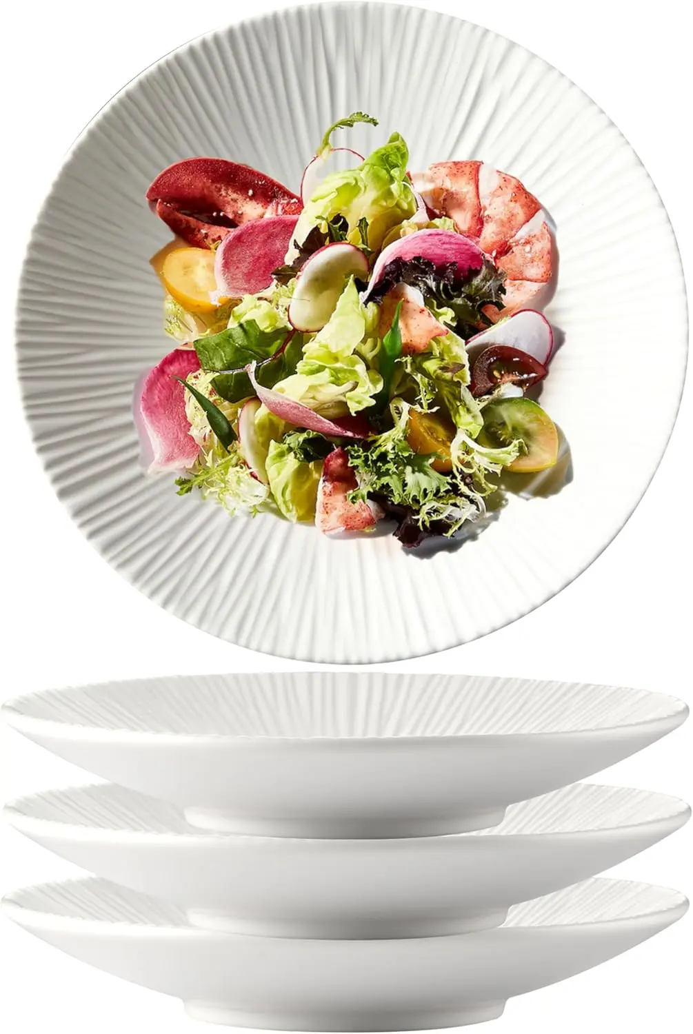 

Set of 4-10.3 Inch Japanese Style Porcelain Round Dinner Plates, Versatile Circular Serving Plates for Pasta, Salad, Steak Dinne