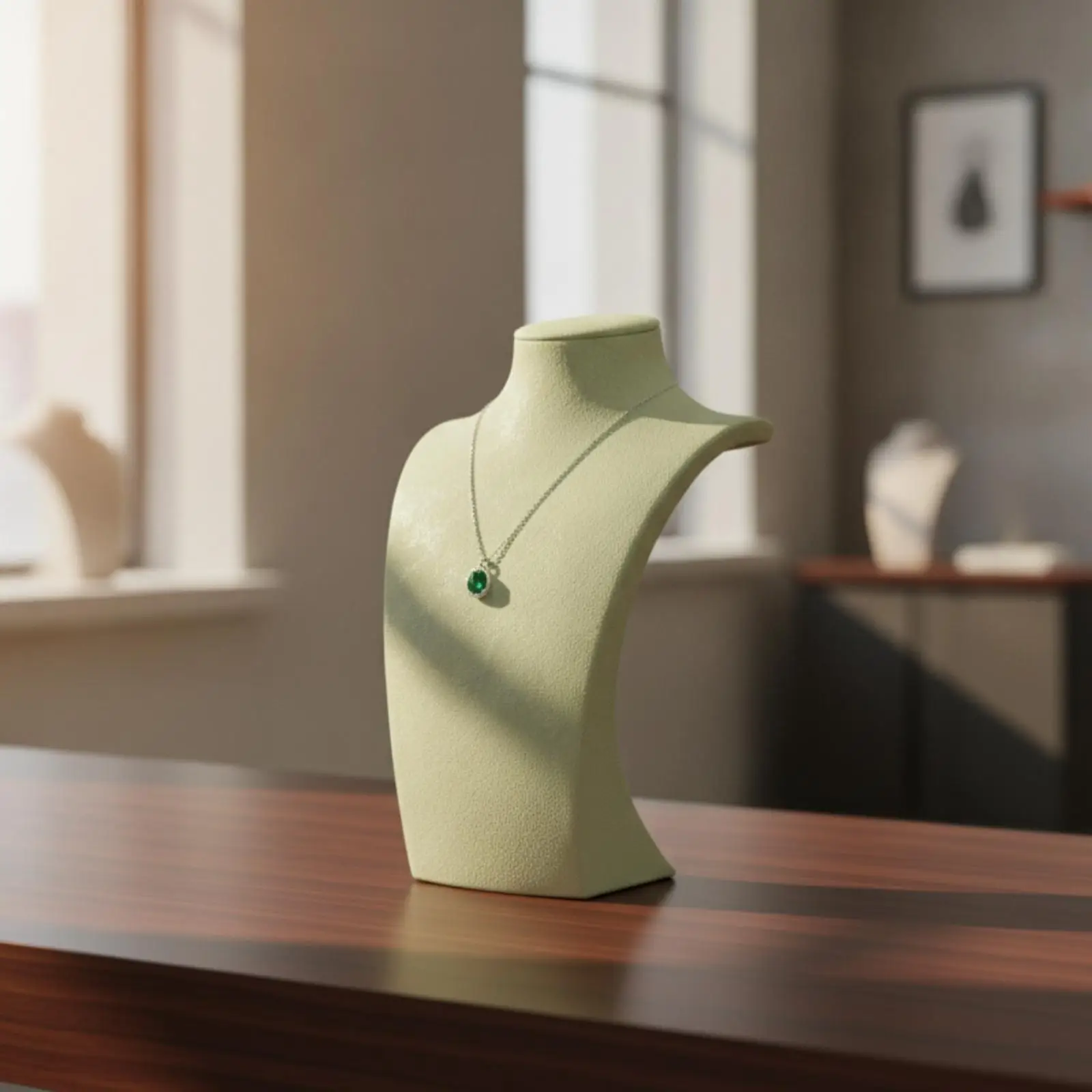 Jewelry Display Mannequin PU Leather Necklace Bust Stand for Retail Counter Showcase Photography Props