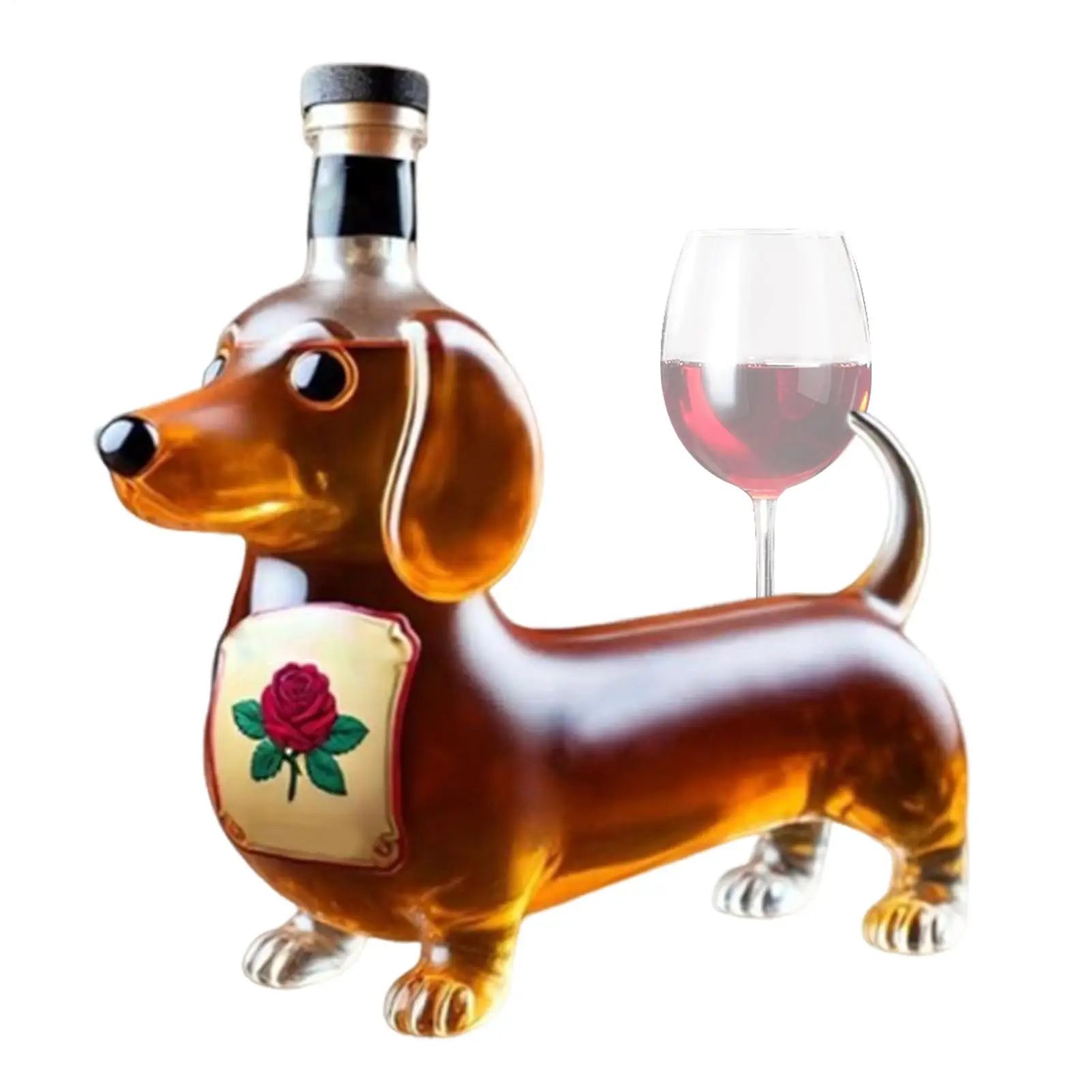 Dachshund Dog Shape Decorative Decanter Liquor Bottles Glass Liquor Bottle Animal Statue Wine Container for Birthday Christmas