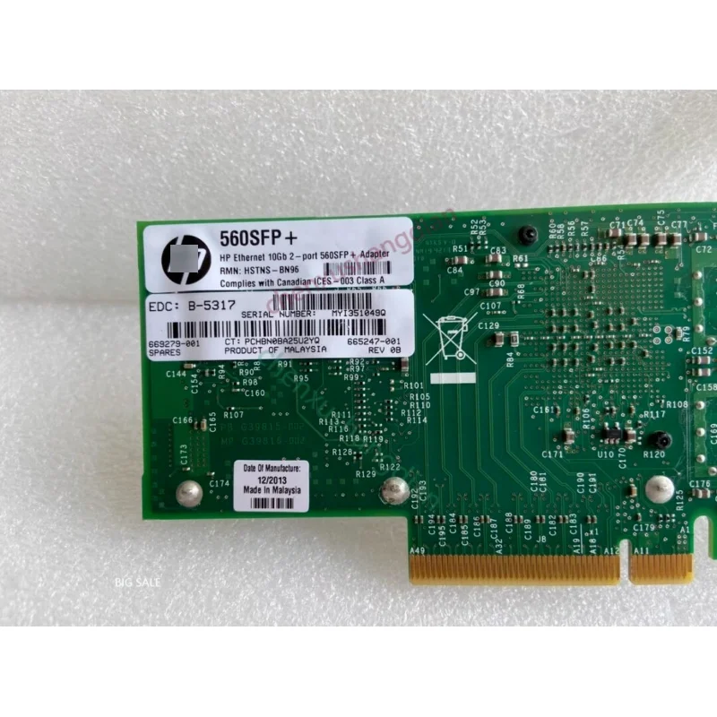 FOR HP HP 560SFP Intel Dual X520-DA2 Port 10 Gigabit 82599 669279-001