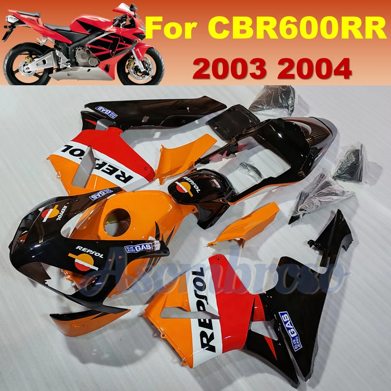 ABS Plastic Body Fairing Kit Fit For CBR600RR 2003 2004 CBR600 RR 03 04 CBR 600RR Repsol Classic Style