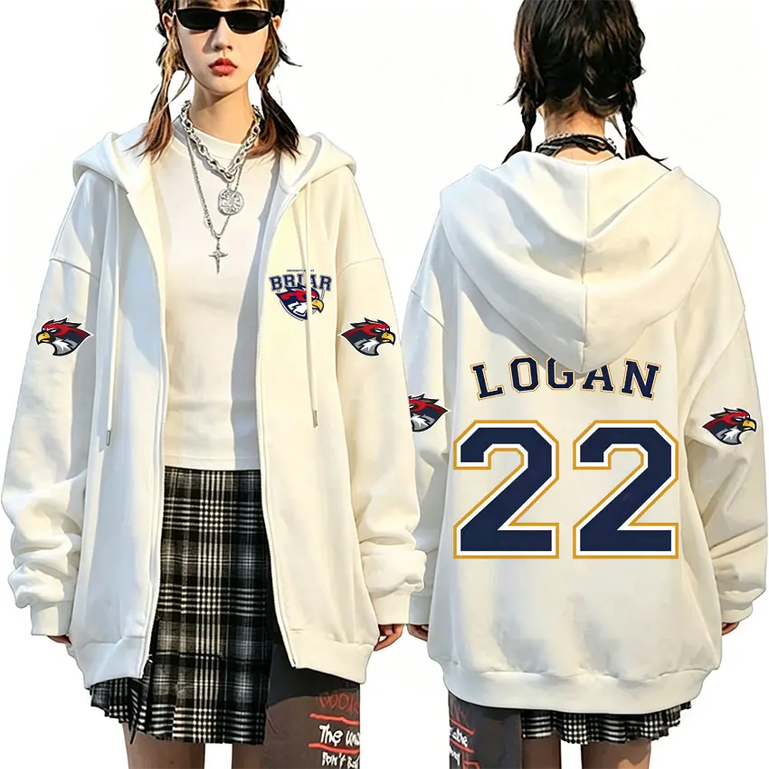 Off Campus Briar University Logan 22 Zipper Hoodie Men Women Hockey Cosplay Zip Up Jacket Unisex Casual Fleece Zip Up Sweatshirt
