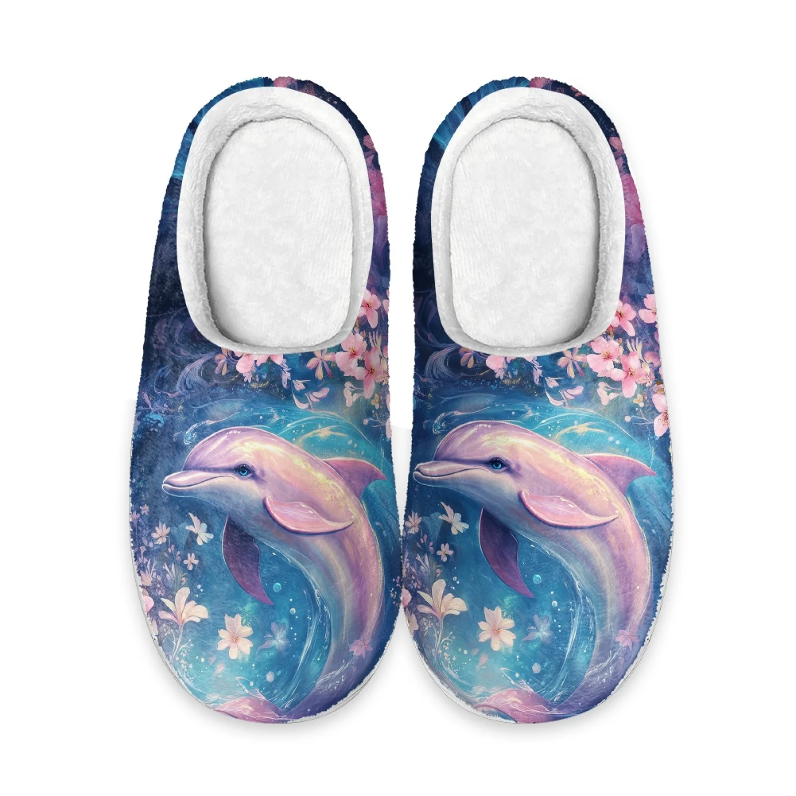 PENSTROLL Dolphin Cherry Fluffy Slippers House Slippers Non Slip Slippers For Elderly Women Slippers For Nurses After Shift