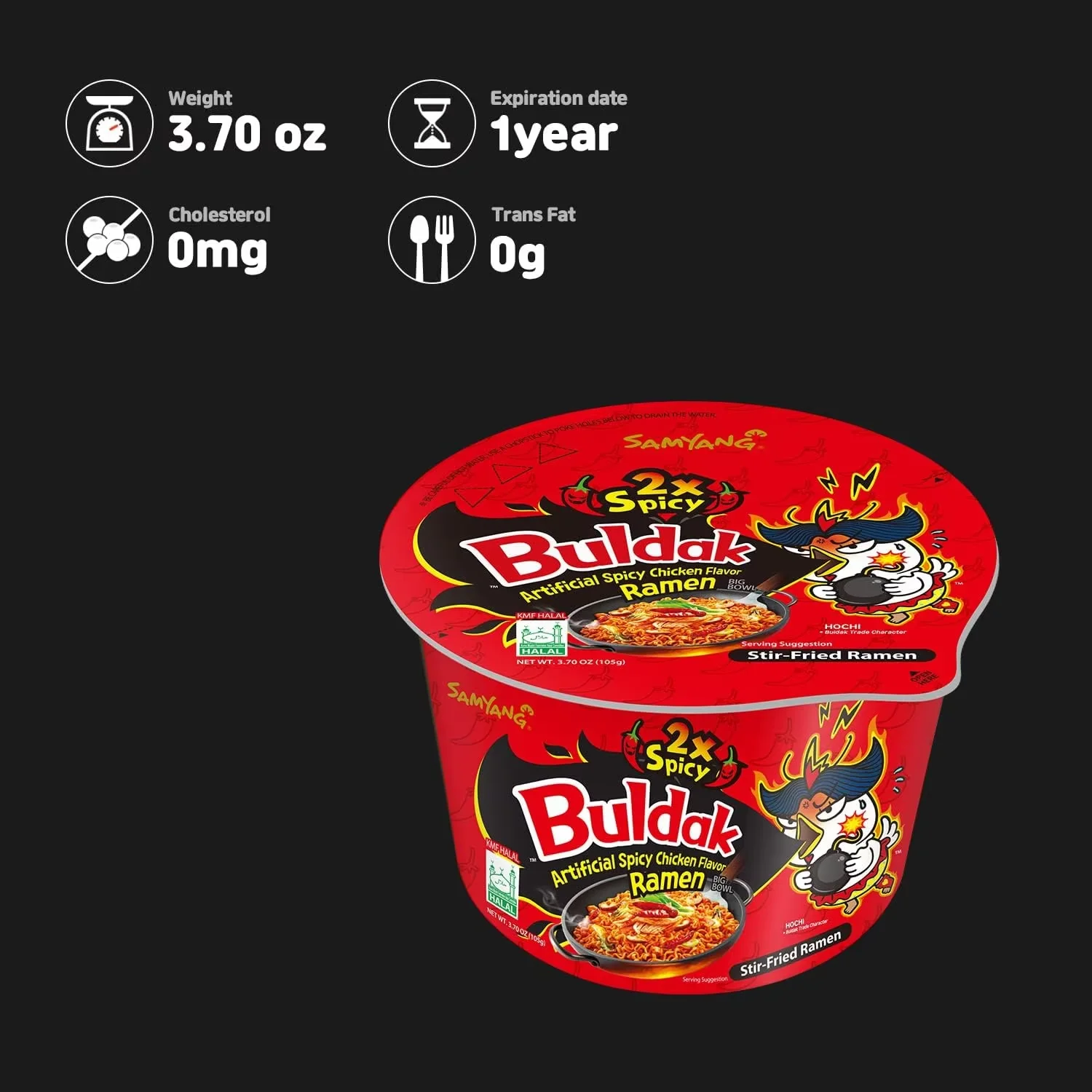 Samyang, Mie Kalkun Pedas Ganda (Ember), Pak 6, 105g per ember