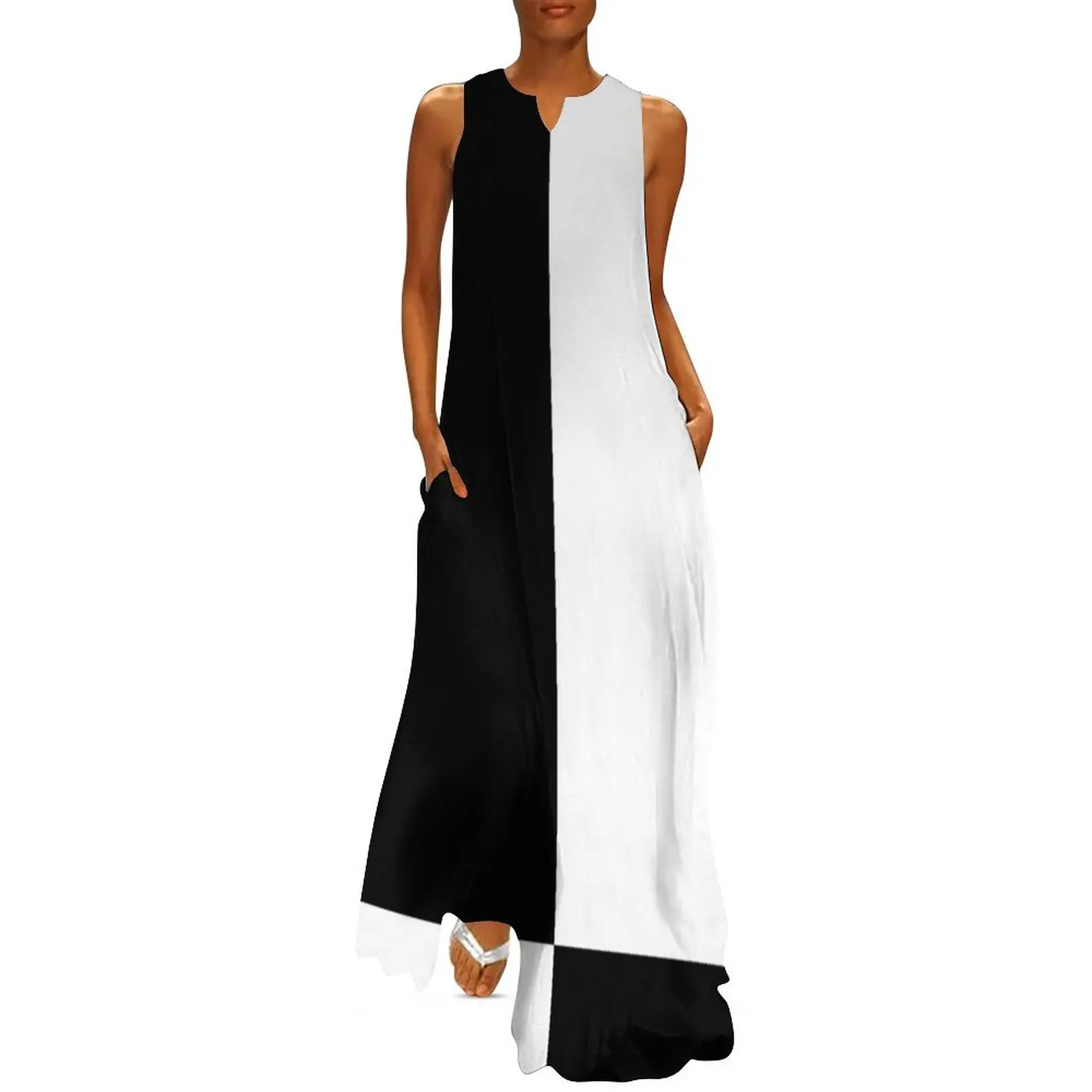 

Mod Four Square, Black & White Long Dress Women"s summer long dress evening dress women Woman clothing