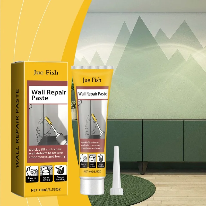 Wall Crack Repair Paste, Wall Damage Scratch Dent Hole Filler Cream, Odorless Waterproof Moldproof White Wall Mending Putty
