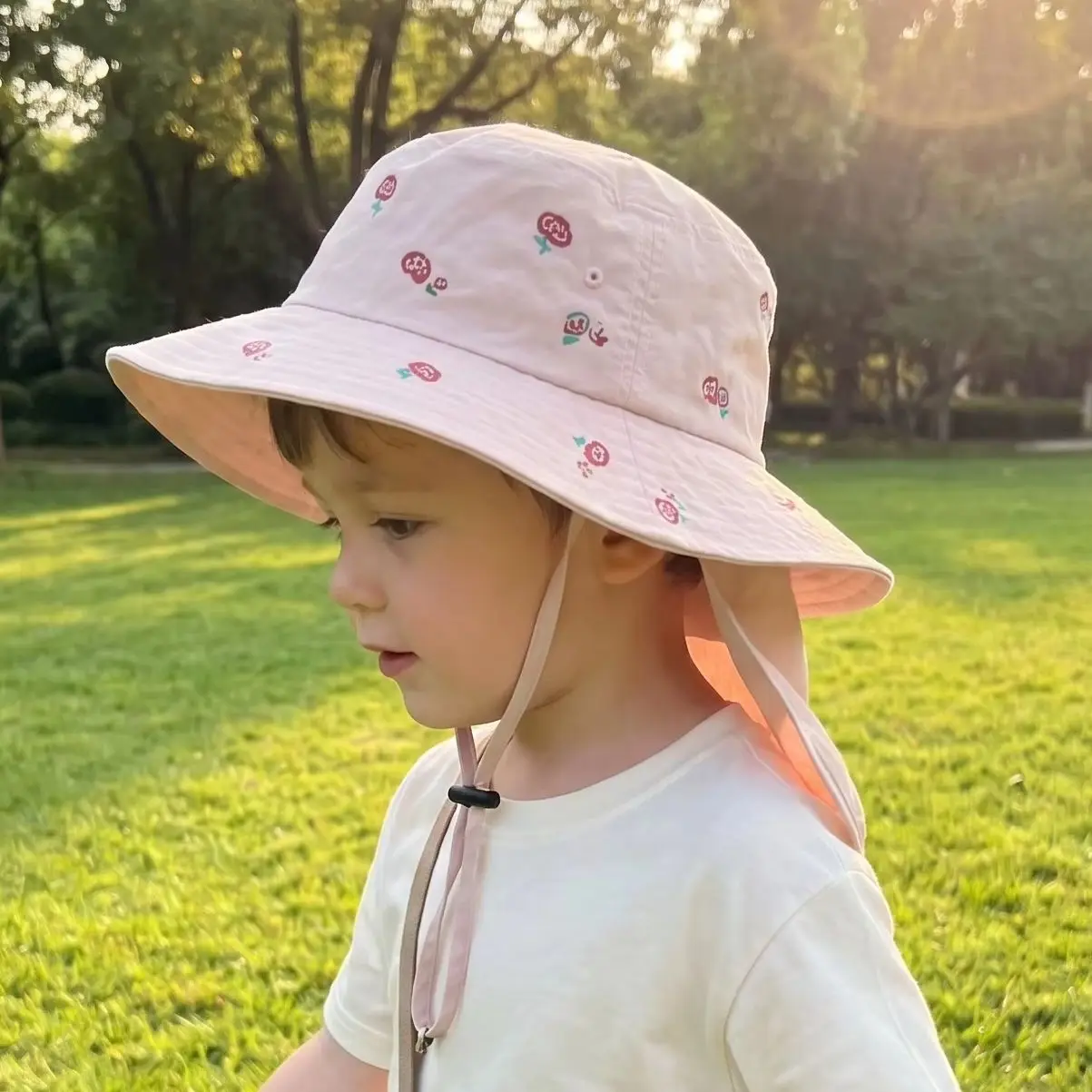 

2026 Summer Kids Hat Colorful Heart Print UV Protection Bucket Hat for Boys Girls 6M-6Y Children Outdoor Hat
