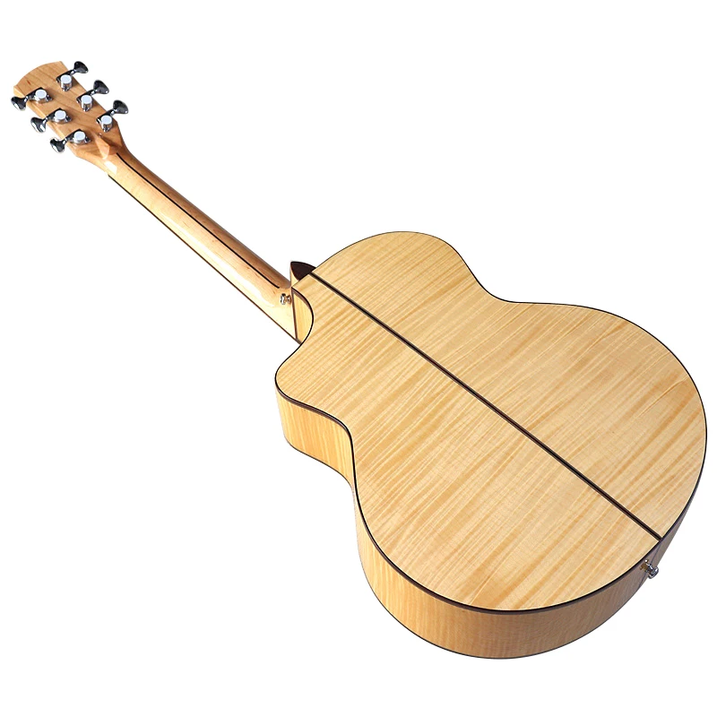 New Design 40 inch Acoustic Guitar Solid Spruce Wood Top 6 String Folk Guitar Flame Maple Back Good Handicraft