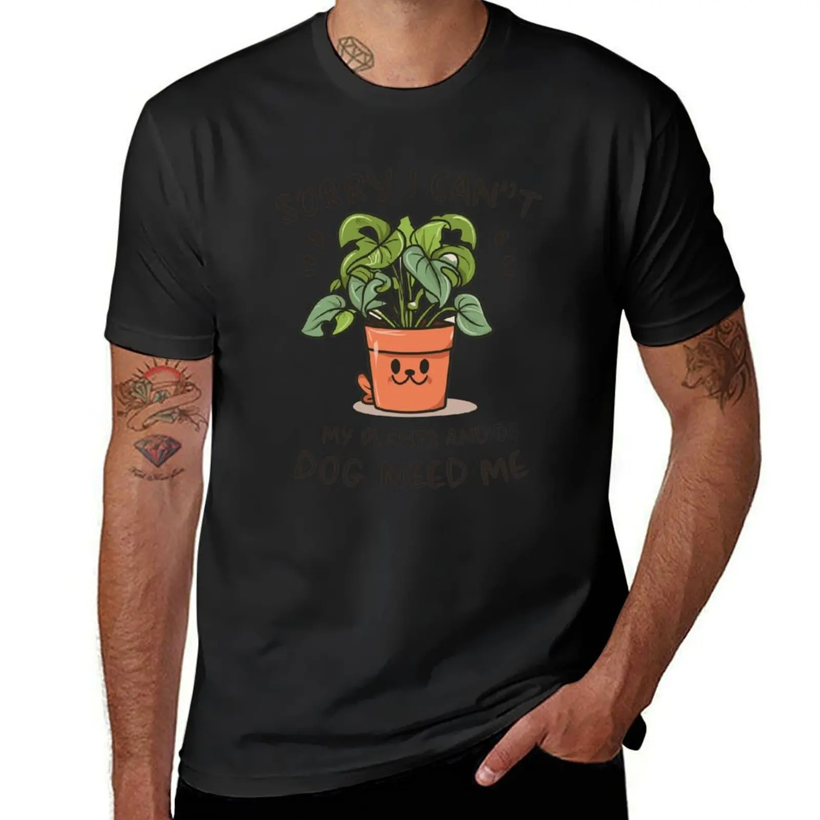 

sorry i cant my plants and dog need me T-Shirt vintage sports fans mens graphic t-shirts hip hop