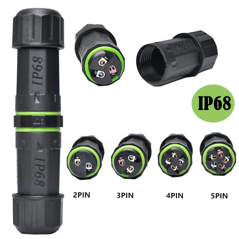 

M16 Waterproof Cable Connector IP68 Outdoor 2 3 4 Pin Screw Wiring Plug for Street Light 5mm-10mm 17.5A Electrical Junction Box