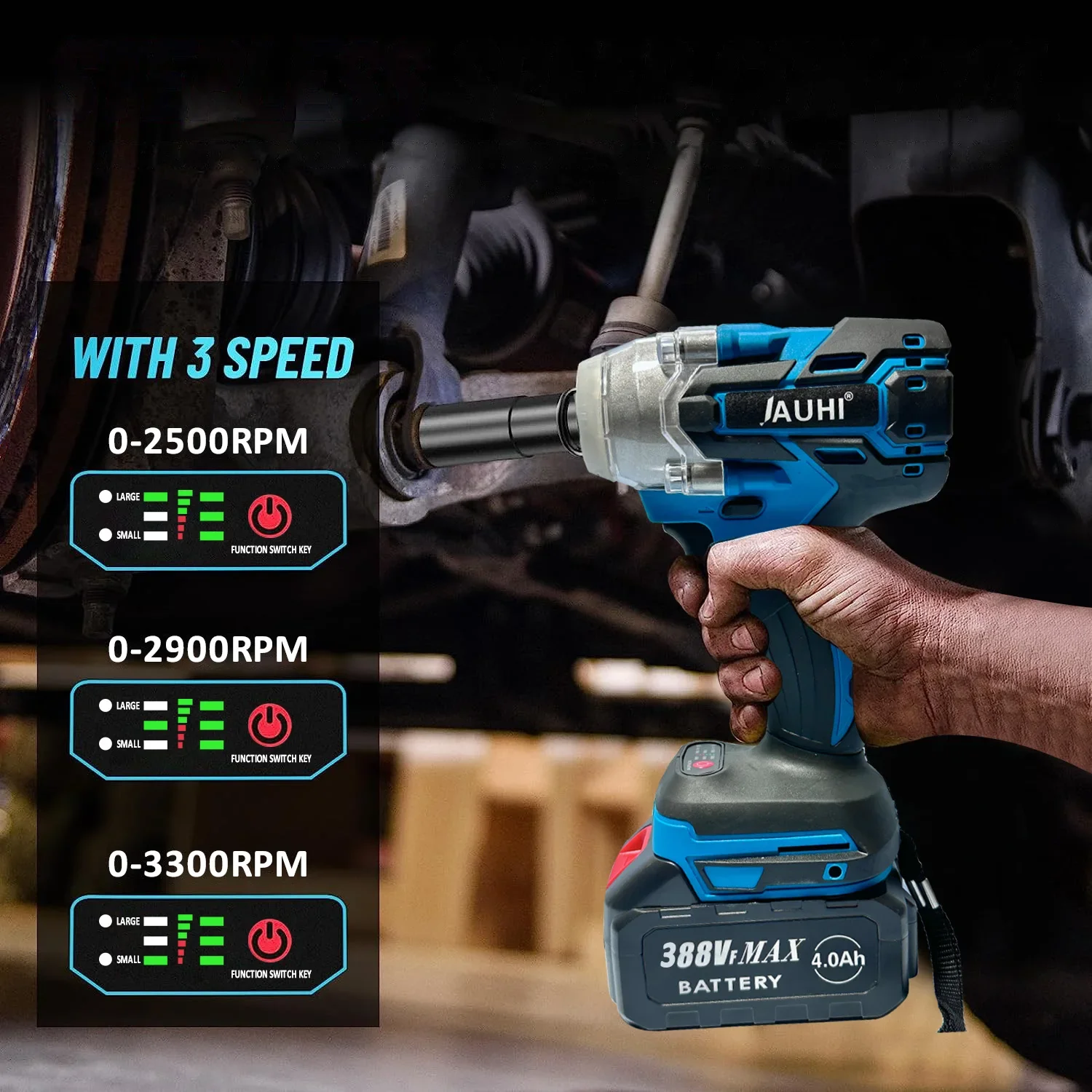 Imagem -03 - Chave de Impacto Elétrica sem Fio Brushless Ferramenta Elétrica Recarregável Compatível com a Bateria Makita 520nm 18v