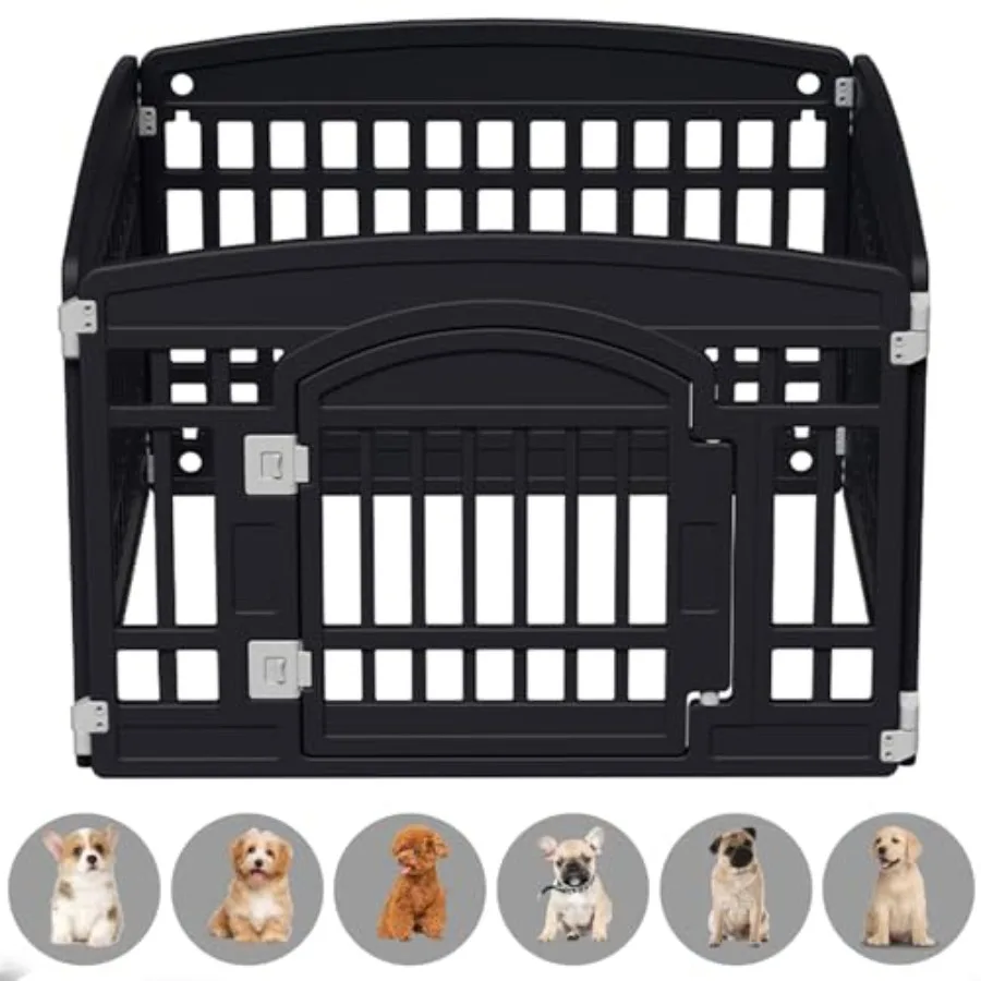 

Pet Playpen Foldable Gate for Dogs Heavy Plastic Puppy Exercise Pen Small Pets Fence Puppies Folding Cage 4 Panels for Puppies