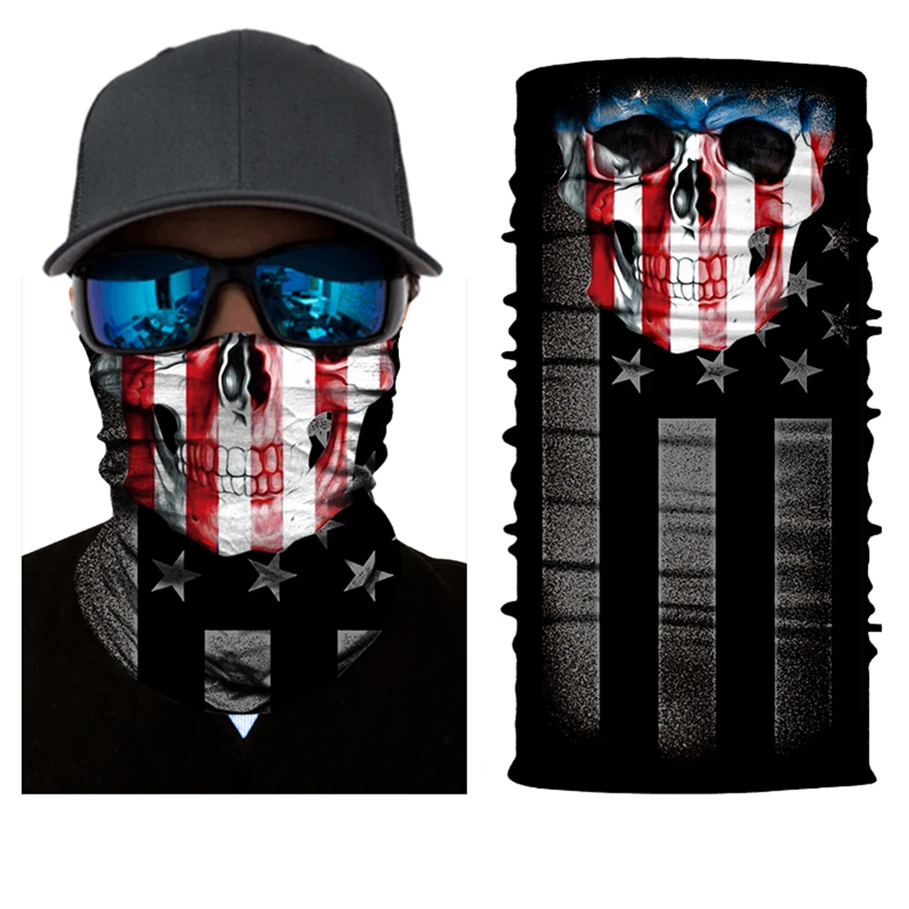 3D Skull Skeleton Balaclava Seamless Motorcycle Neck Face Shield Mask Scarf Bicycle Hunting Anti-UV Bandana Headband