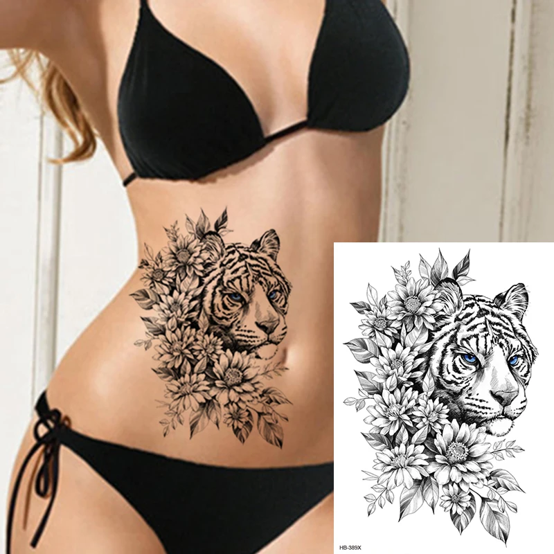 Tatouage temporaire imperméable, autocollant de beauté, fleur, Rose, Flash, Dragon, tigre, serpent, bras d'art corporel, faux tatouage 3D pour femmes, DIY bricolage