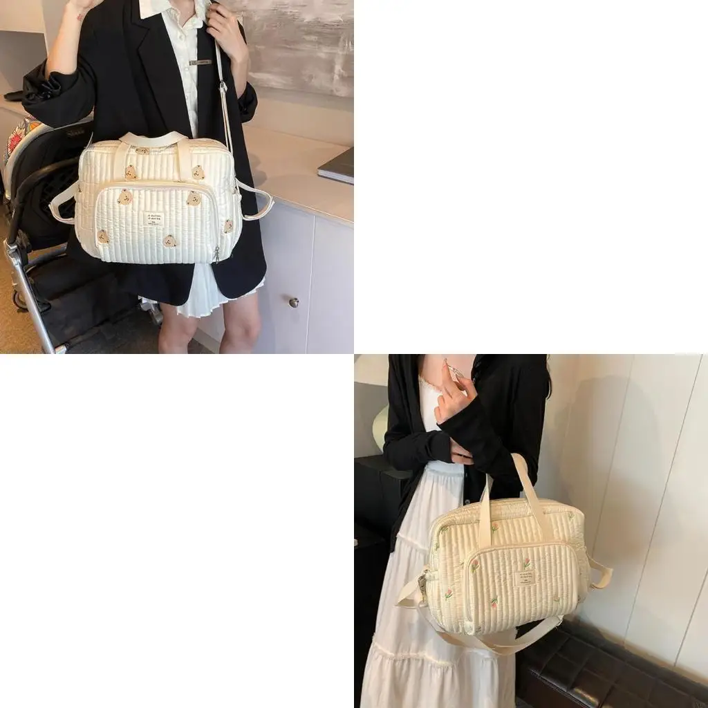 Fashionable Storage Case Large Bear/Flower Embroidery Mother Bag Portable 4XBC