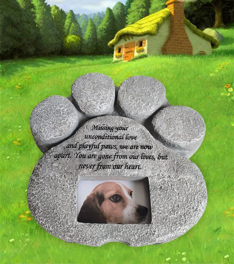 

Resin Dog Paw Print Tombstone For Pet Creative Simulation Memorial Stone Dog Memorial Ornament Pet Supplies Graf Decoratie