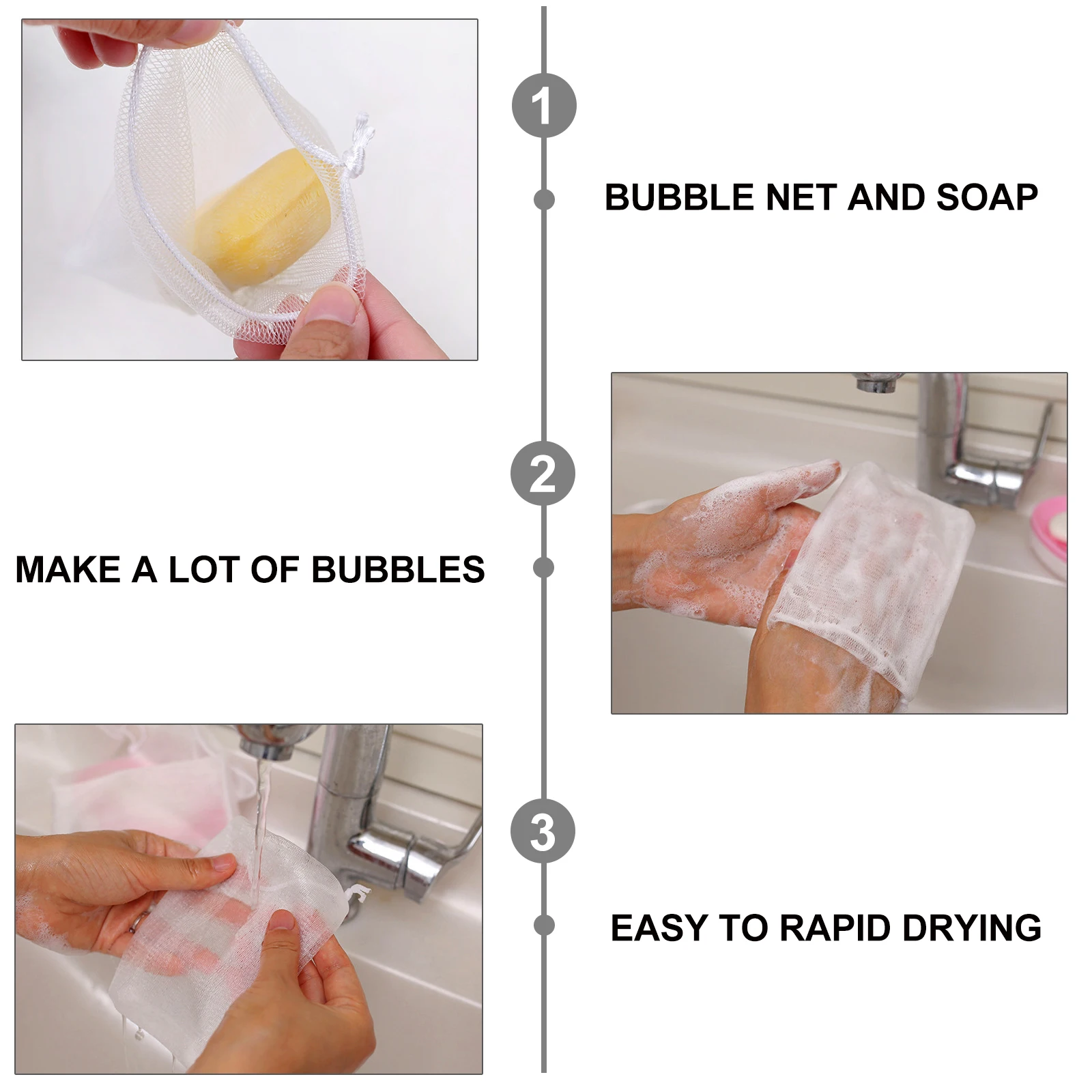 

40pcs Foaming Soap Bag Facial Body Exfoliating Gloves Foamer Mesh Pouch Saver Holder Helper Bubbler Net Drawstring Durable Wall