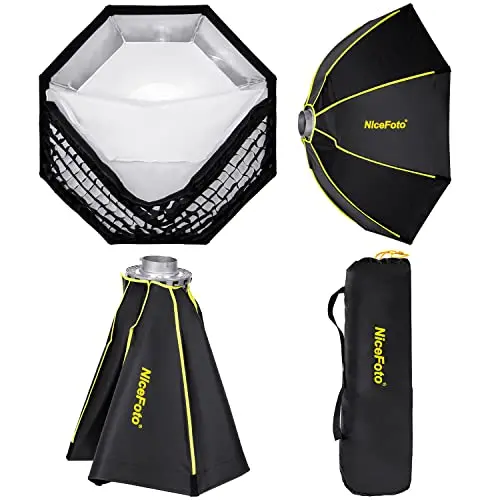 NiceFoto Softbox 39 inch/100cm Quick Set-up Soft Box ES100 Modifier with Bowens Speedring Mount and Honeycomb Grid