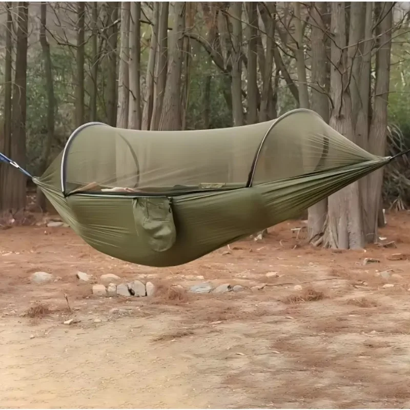 

Portable Hammocks with Tree Straps & Attached Carry Bag Camping Hammock 500 Lbs Capacity with Mosquito Net