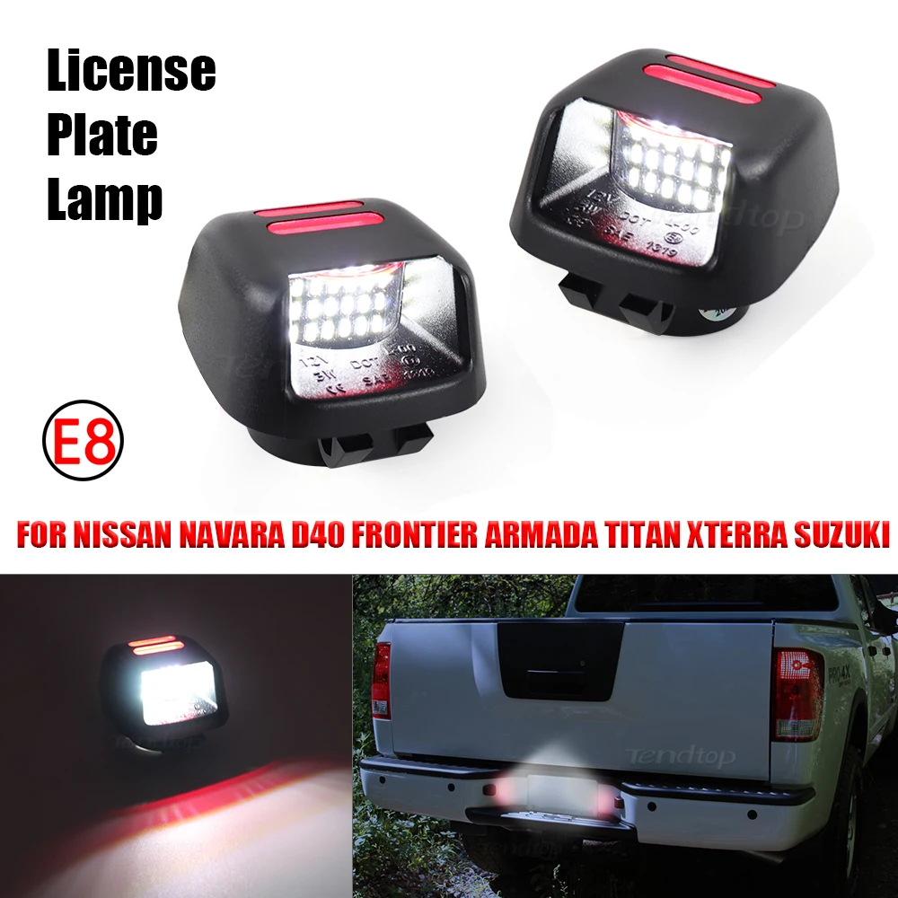 2pcs For Nissan Navara D40 Frontier Armada Titan Xterra Suzuki Equator 2007-2019 White Red LED License Number Plate Light