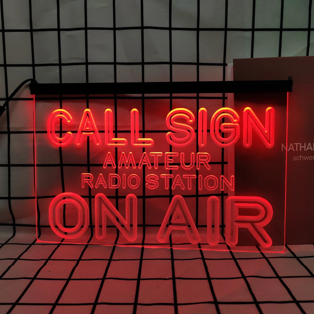 Custom Call Sign Amateur Radio Station ON AIR,Retro LED Neon Sign Home Decor with Vintage Plaques and Posters for Room Office