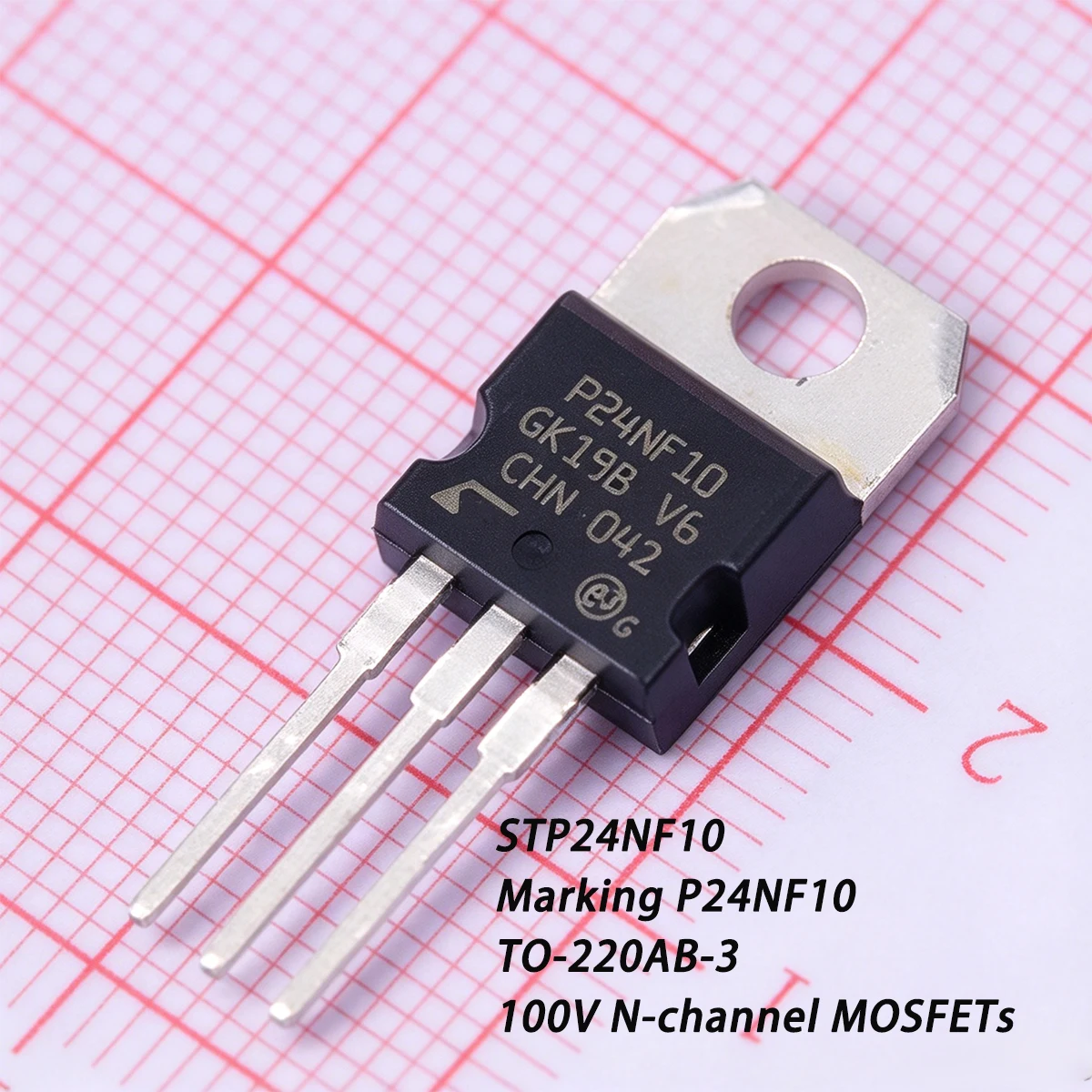 5PCS STP24NF10 Marking P24NF10 TO-220AB-3 100V 26A 85W 60mΩ@10V 0.06Ωohms N-channel NEW Original Field-Effect Transistor MOSFETs
