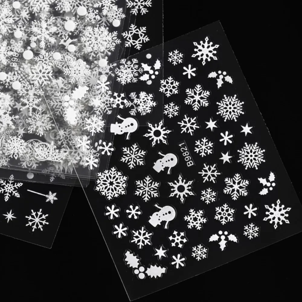 

30pcs 3D White Snowflakes Nail Stickers Decals Christmas Snowman Snow Flake Adhesive Sliders Winter Xmas * Manicure Nail Decals