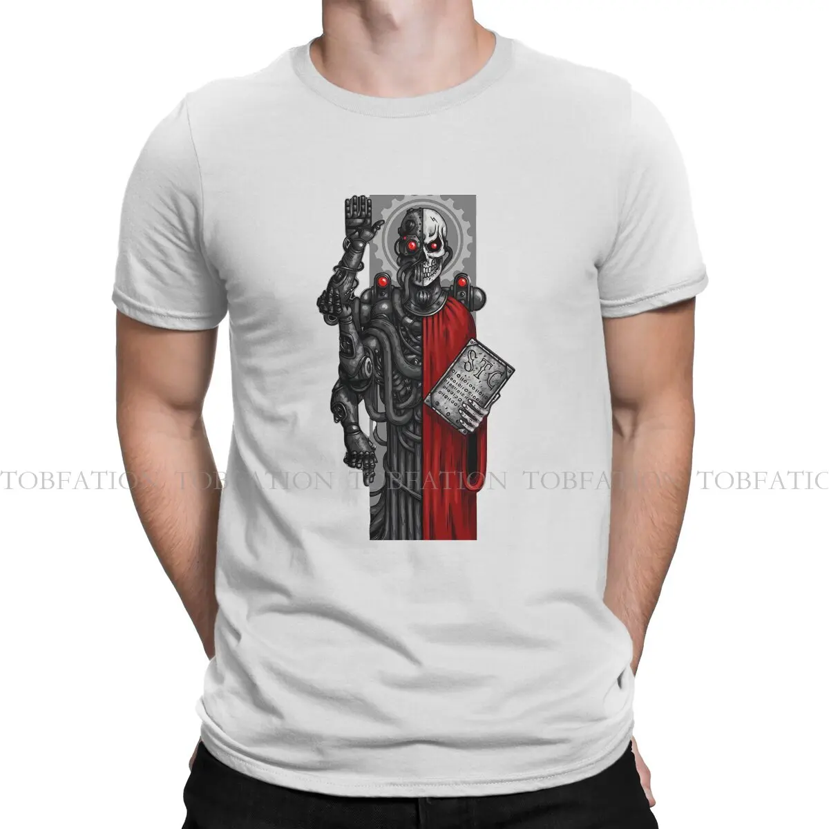 Adeptus Machines Omnissiah Cool Skull 100% Cotton T Shirt Harajuku Homme Men's Tee Shirt O-Neck  Men Clothing