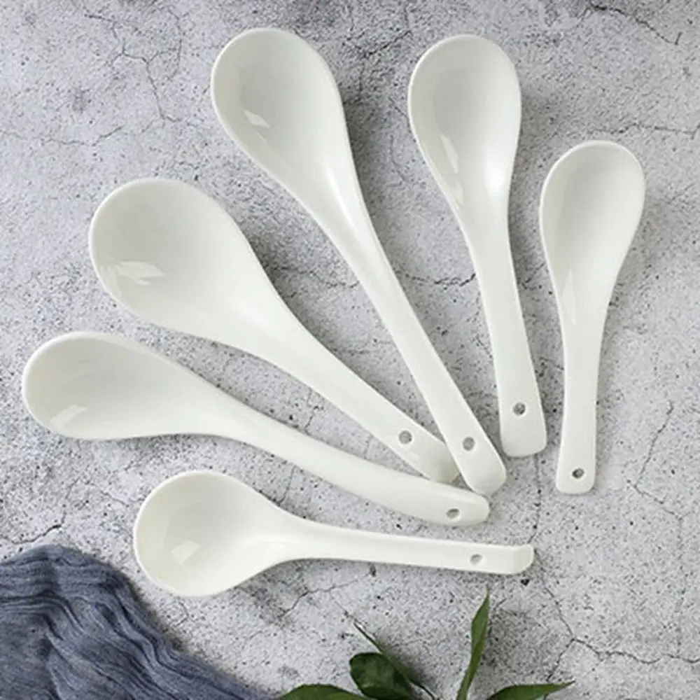 1PC Pure White Porcelain Spoons  Long Handle Spoon Ceramic Tea Coffee Sugar Dessert Spoon Ice Cream Kitchen Ceramic Flatware