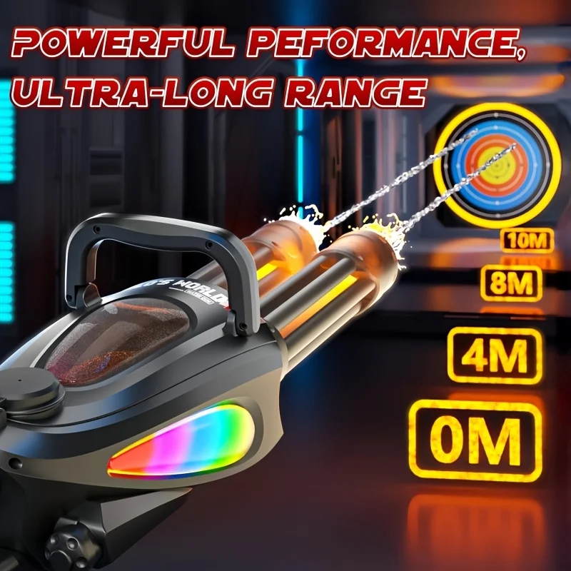 مسدس مياه كهربائي من جاتلينج مع برميل دوار، مخرج مياه مزدوج، نظام بطارية معياري، متوافق مع زجاجة مياه خارجية