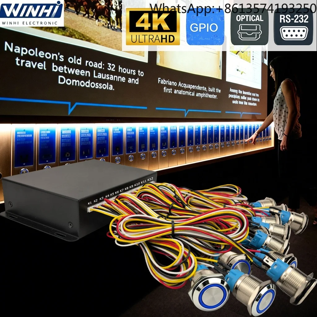 Professional 4K Digital Signage Player with RS232&12 Keys, Auto Play HD-MI Advertising Media Box, Programmable Video Controller