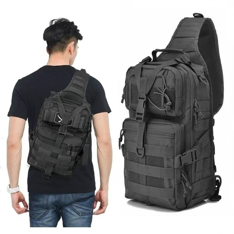 Pacote de assalto tático para homens, Saco Crossbody Sling, Mochila impermeável, Caminhada ao ar livre, Saco de ombro para acampamento