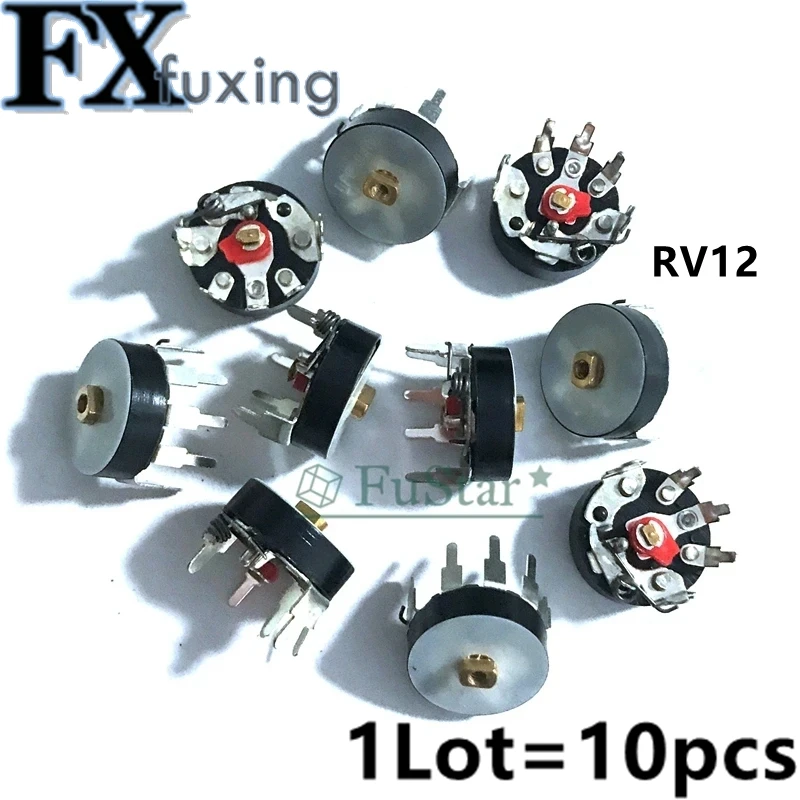 10PS/LOT 10K RV12 Straight Angle Radio Potentiometer RV12MM B503 B103 B10K B50K Power Amplifier Volume Potentiometer With Switch