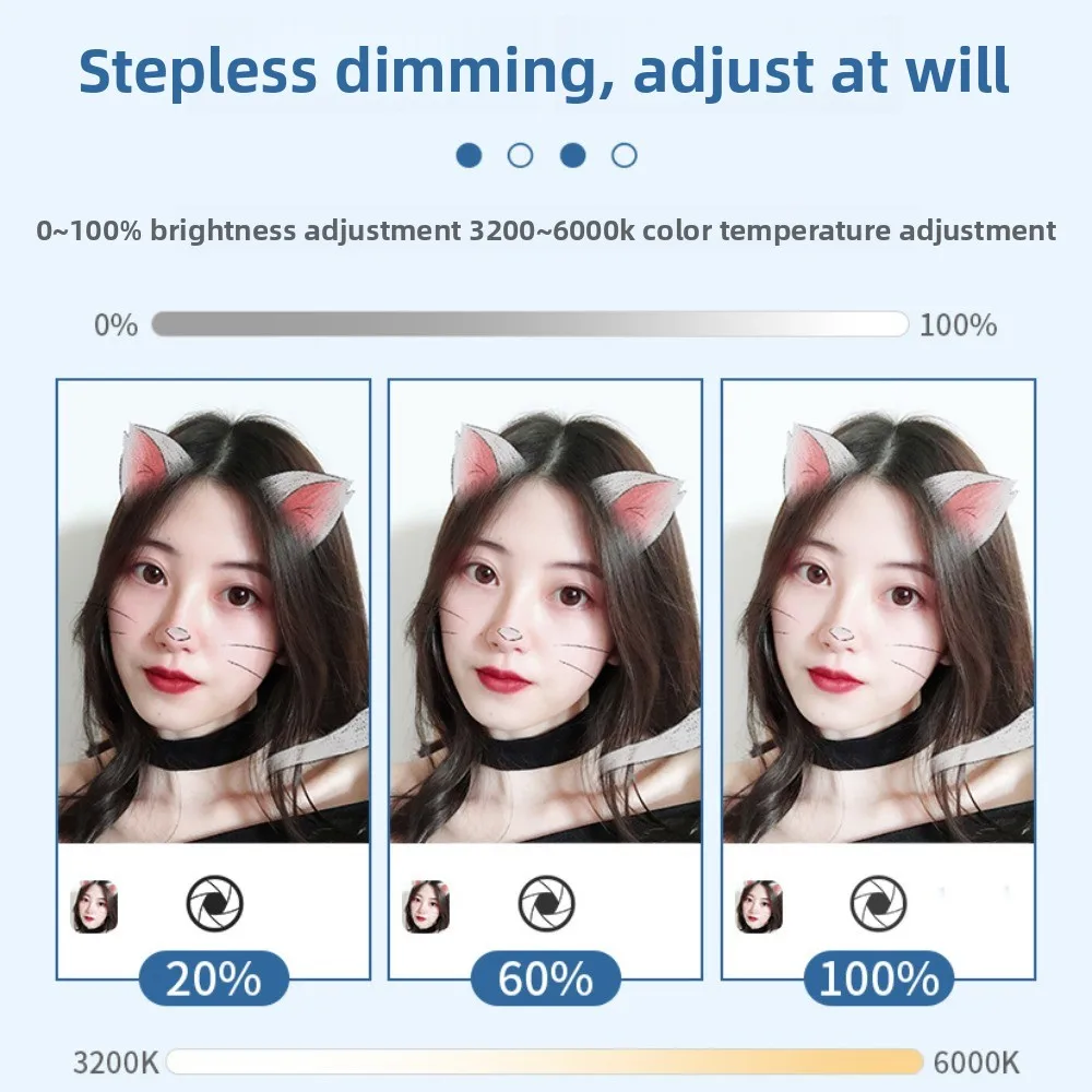 Adjustable Height Makeup Mirror Fill Light Bracket Folding Stable Base Fill Light Phone Stand Universal Portable