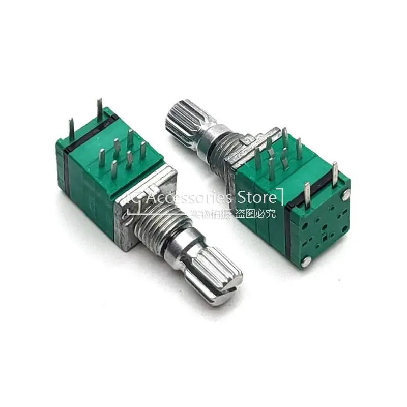 2PCS RK097 Dual With Push Switch B10K B20K B50K B100K Volume Audio Adjustable Potentiometer Resistor 8 Pin Shaft Length 15MM