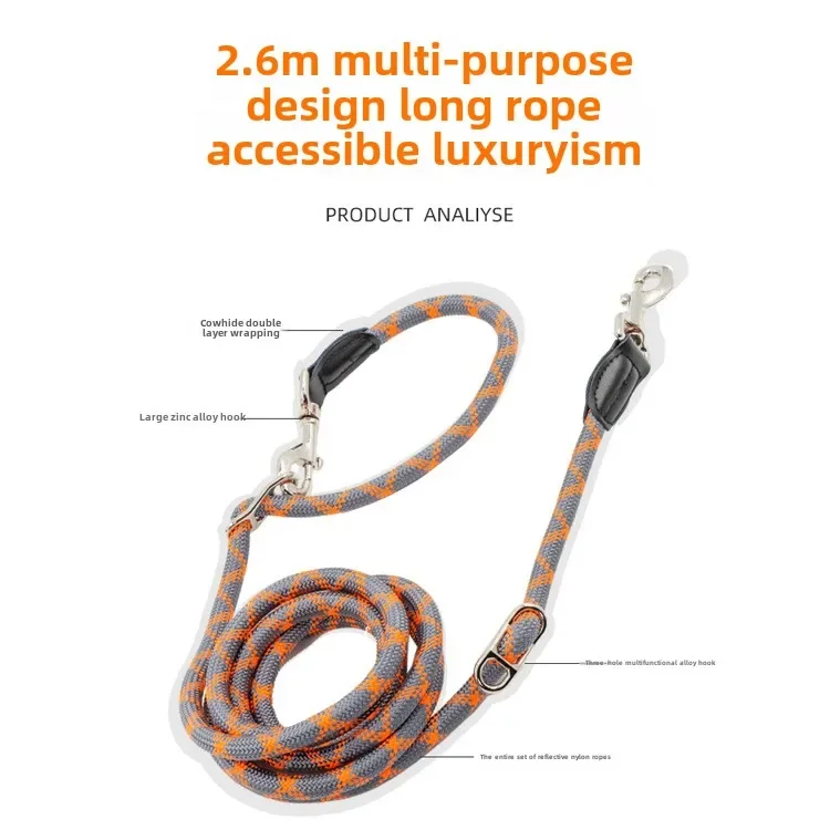 Pet Dog Leash Pet Multi-functional Oblique Span Running Leash Double-headed One-to-two Dog Leash