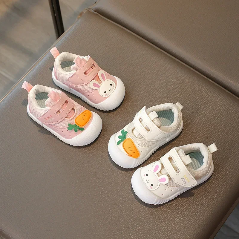 2024 Children Casual Shoes for Girls Autumn New Fashion Korean Style Cute Rabbit Anti-slippery Learning Walking Air Mesh Shoes