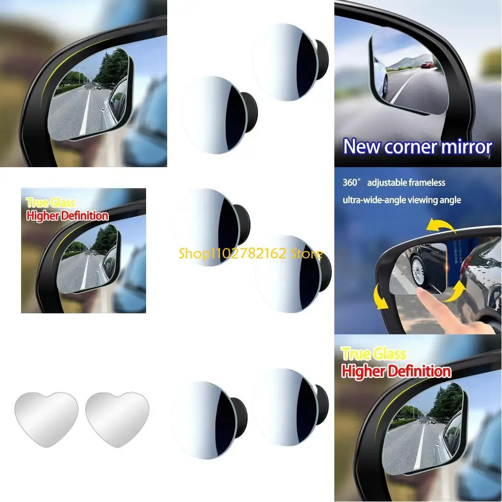 

547B 2pcs Stylish Rearview Mirrors Featuring Heart for Automotive Use Boosting Aesthetics & Reducing Blind Zones