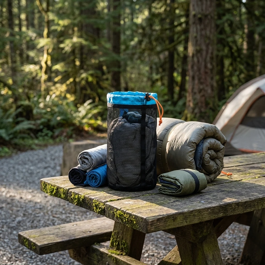 Camping Hammock Storage Bag Travel Clothes Mesh Drawstring Storage Bag Protable Travel Clothes Organizer Bag 5 Size S/M/L/XL/XXL