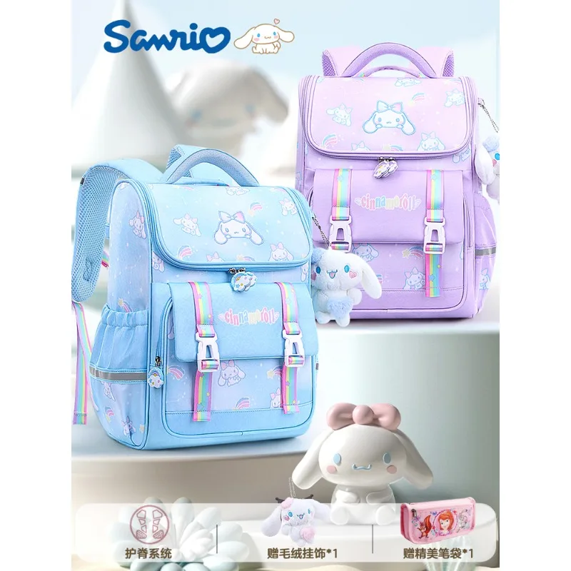 2024 indah Sanrio bertelinga besar anjing Cinnamoroll tas sekolah anak perempuan anak-anak lucu kapasitas besar ransel sehari-hari tas kenyamanan perjalanan